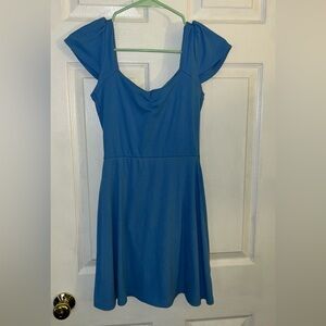 Blue fit and flare dress